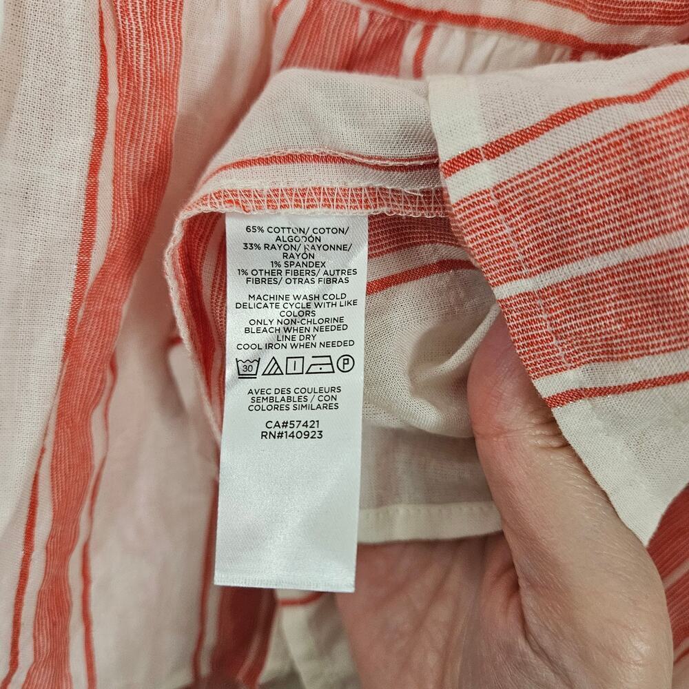 Loft Women's Red White Babydoll Tank Top Blouse Striped Sz Large Lightweight - Picture 7 of 7
